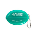Peanuts® - Snoopy Surf Coin Pouch in teal with an illustration of Snoopy surfing on a wave, featuring a secure snap closure and attached ball chain.