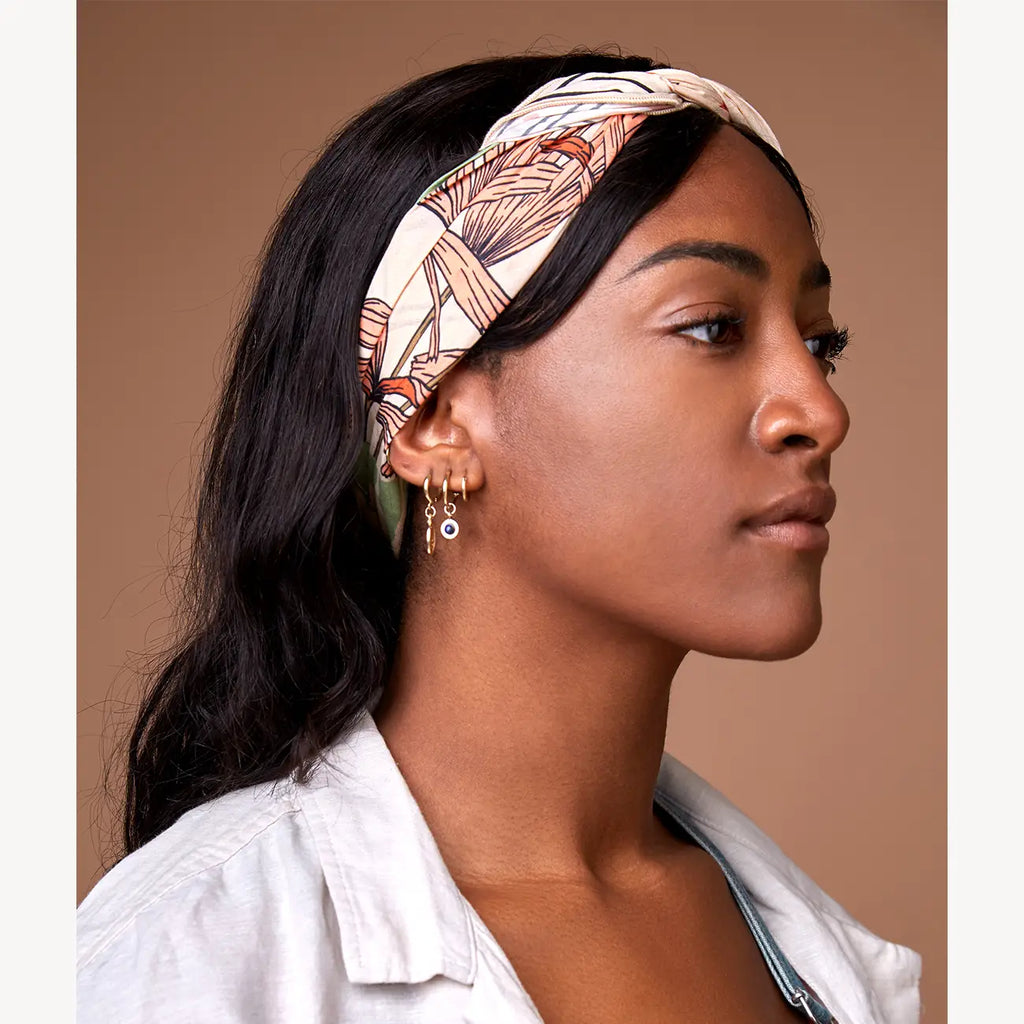 'Tropics Bandana' made from breathable cotton, featuring vibrant tropical print