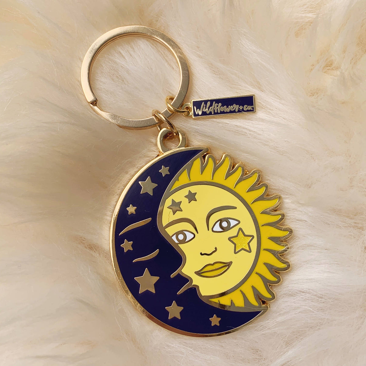 Sun & Moon Enamel Keychain
