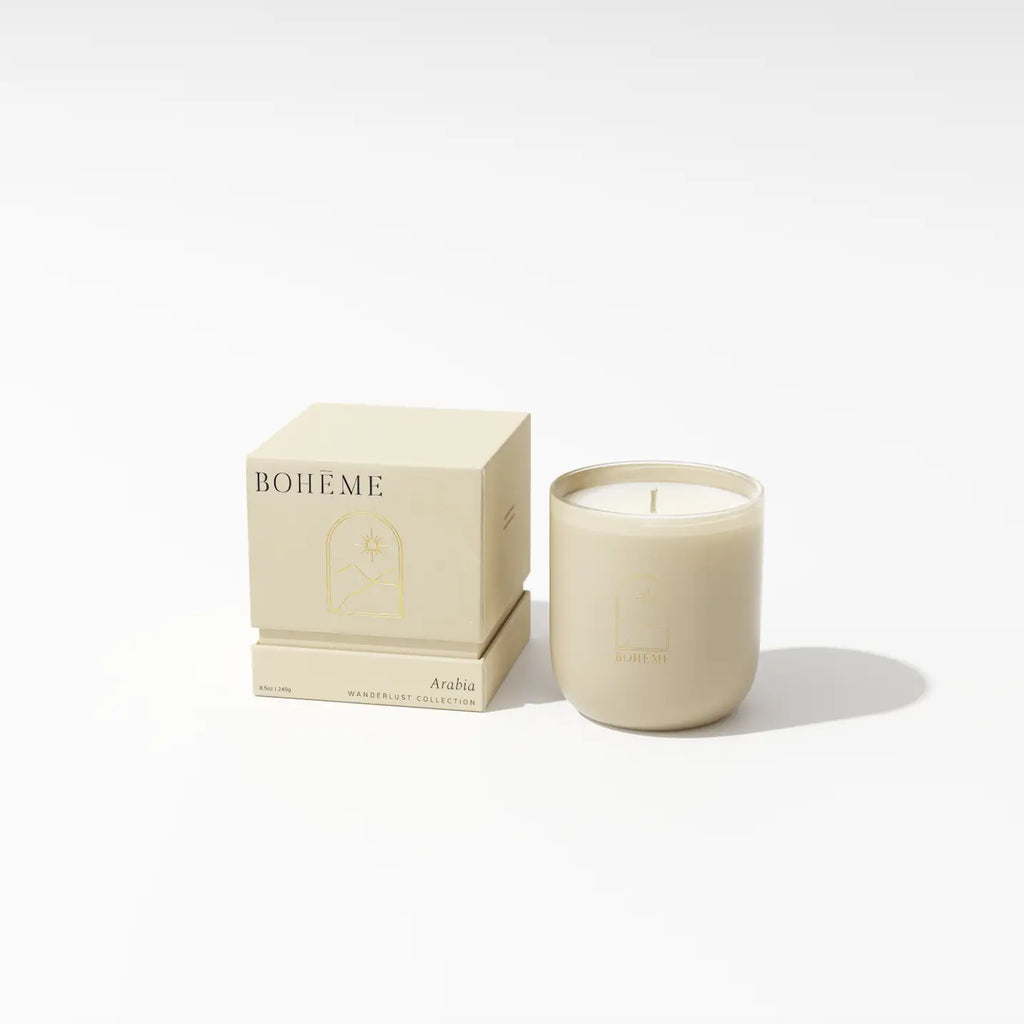Arabia Candle, emanating the warm and exotic aromas of the Arabian Peninsula.