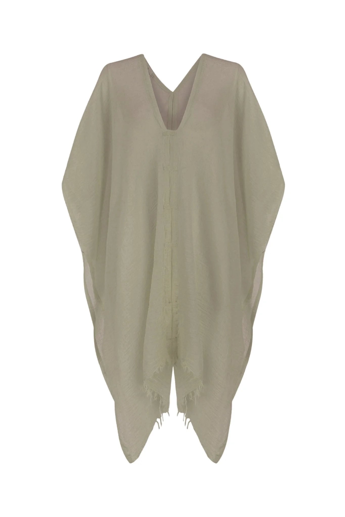 A woman gracefully wearing the Ava Kimono, showcasing its flowing silhouette, delicate patterns, and high-quality fabric.