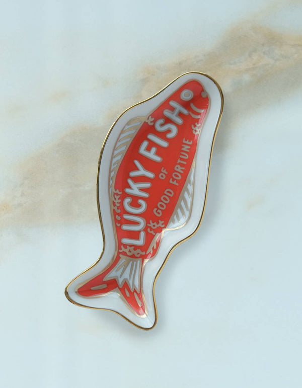 Fortune Fish Porcelain Trinket Dish