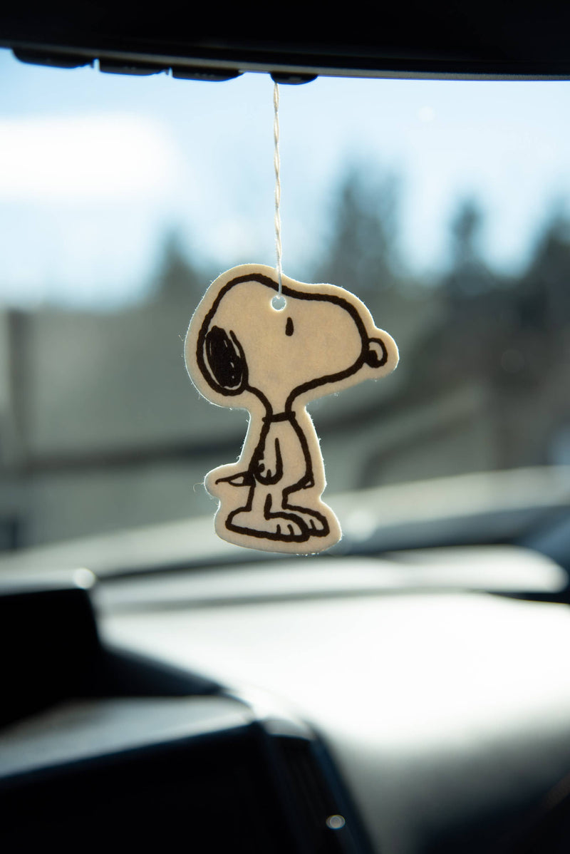 Peanuts® Snoopy Classic Air Freshener with a coconut scent, featuring an iconic image of Snoopy.