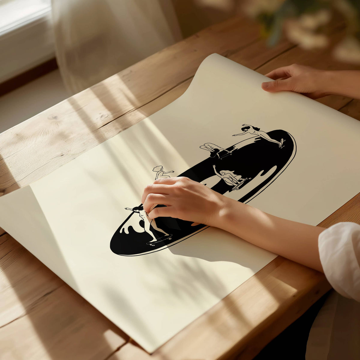 Skate Session on Vinyl Record Minimal Art Print