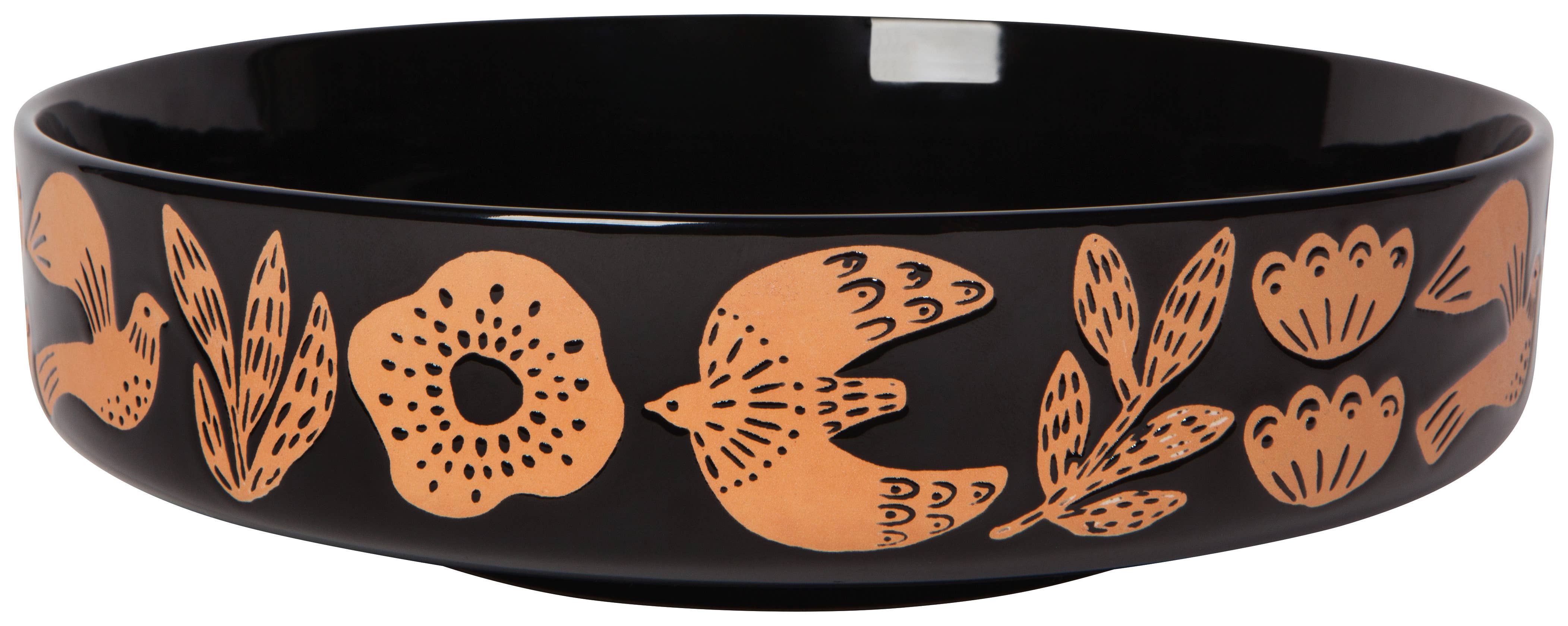 Danica Studio Stoneware Low Profile Bowl with intricate designs around the ring, perfect for dining or decor, in a durable and versatile design.