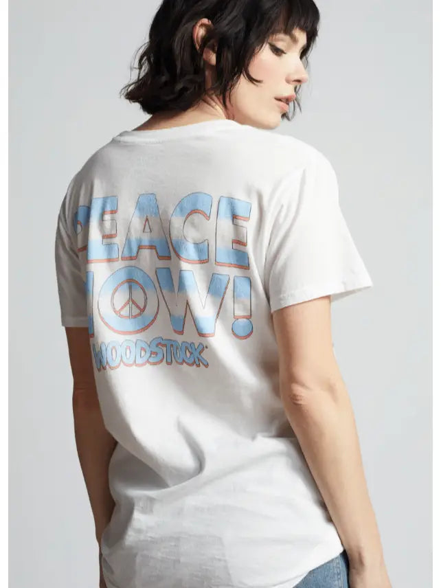 Woodstock Peace Now Unisex Tee - Timeless design inspired by the iconic festival. Perfect for peace advocates. Elevate your style with this tee promoting unity and harmony.