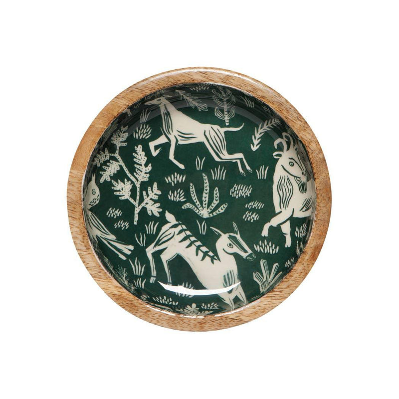 Danica Studio - Floral Shallow Mango Wood Bowl