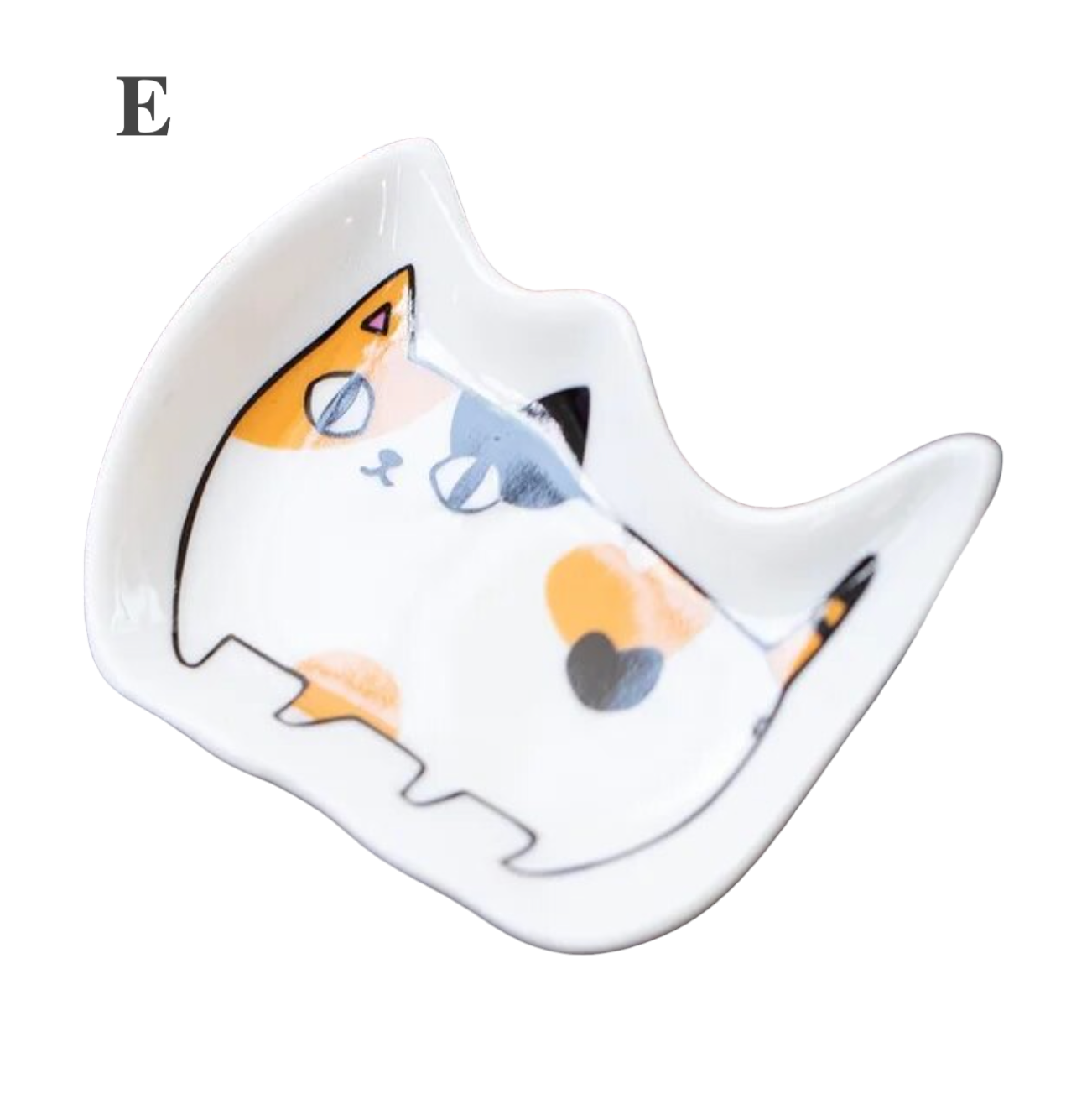A set of Japanese Style Cat Ceramic Dishes with various adorable cat designs, perfect for serving soy sauce or small snacks.