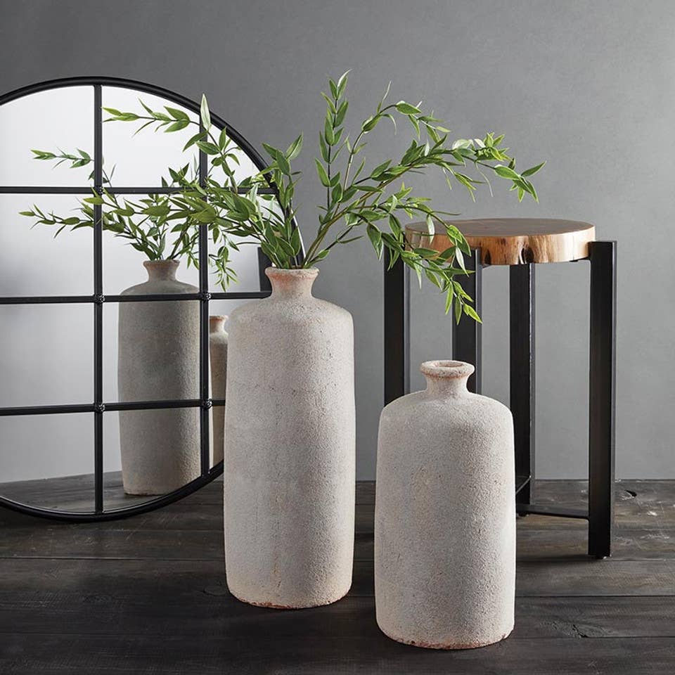White Terracotta Vase - Clean and elegant home decor accent, perfect for flowers or standalone display.