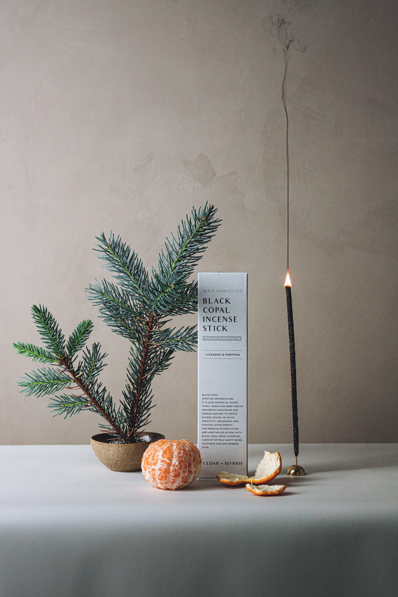 Cedar and Myrrh - Hand Rolled Black Copal Incense Stick