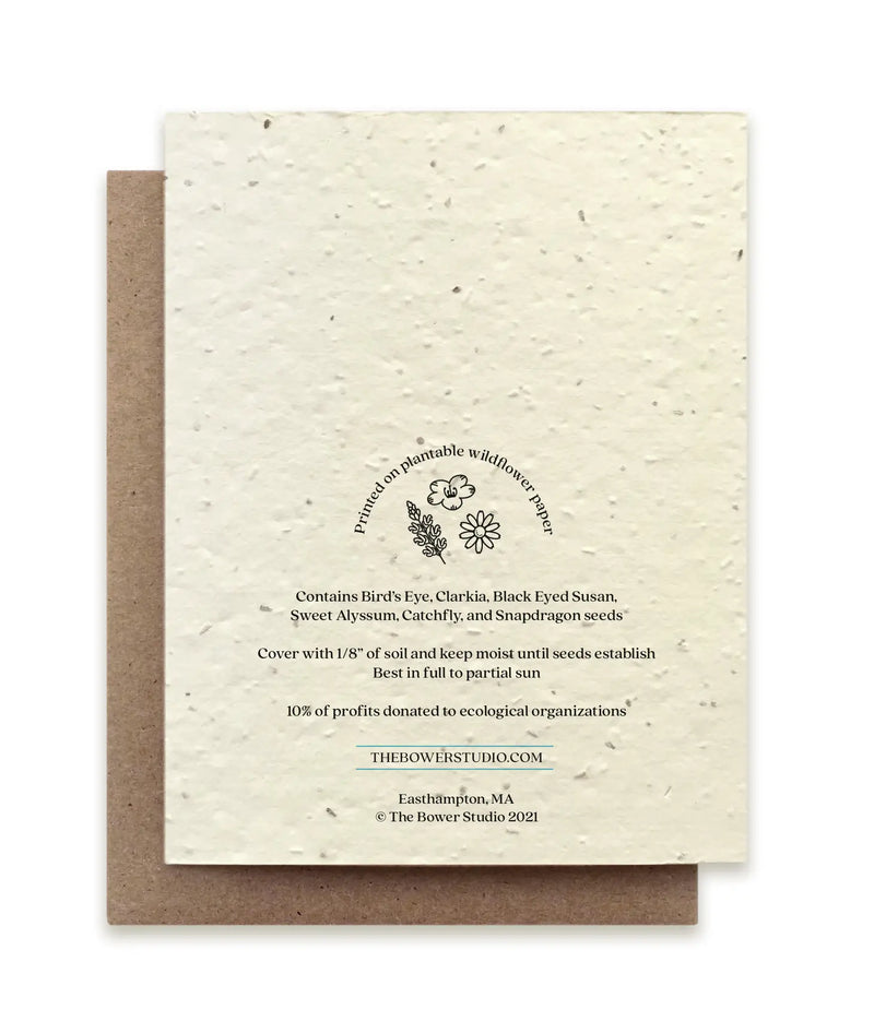 Bluebird Plantable Wildflower Seed Card, a biodegradable card embedded with wildflower seeds that bloom when planted.