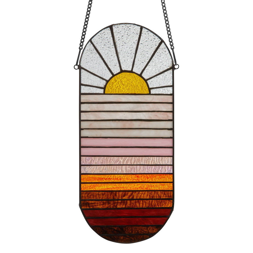 Sunrise Stained Glass Mosaic - Meticulously handcrafted mosaic capturing the radiant hues of a sunrise in vibrant tones.