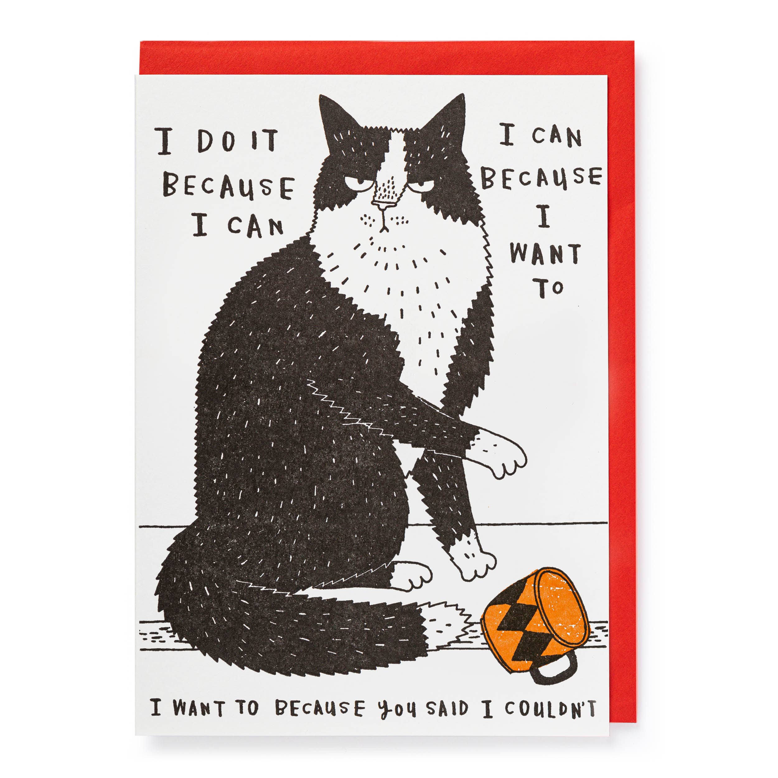 A greeting card with the text "I Do It Because I Can" in elegant script.