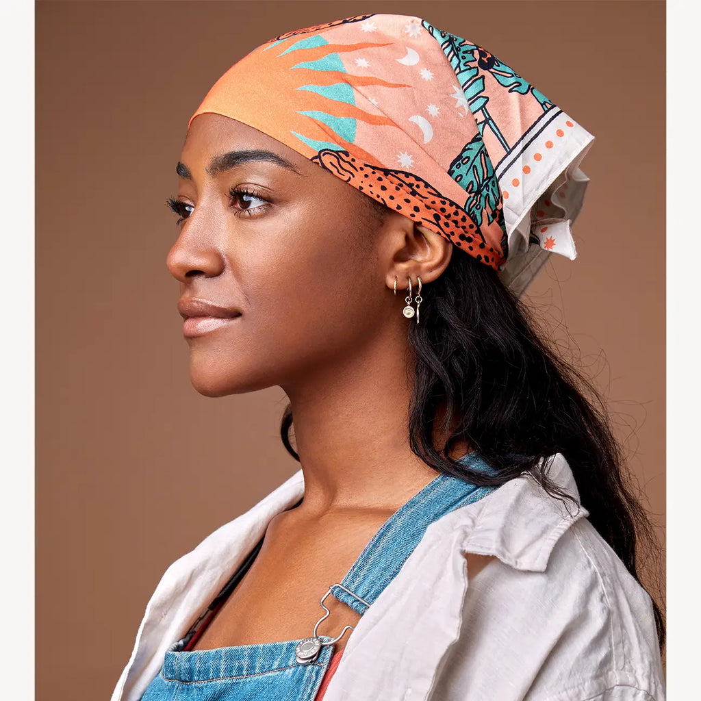 'Panthera Bandana' crafted from soft cotton, featuring a bold panther print
