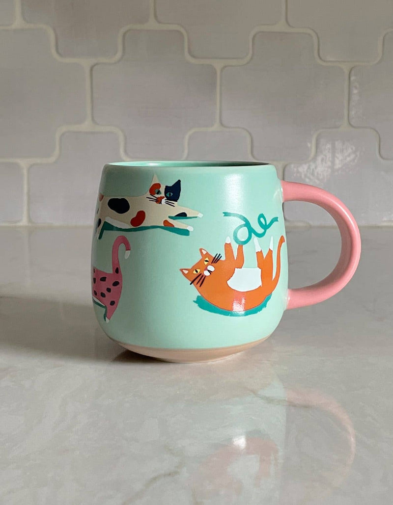FORMA Ceramic Cats Mug - Whimsical cat illustrations for charming coffee moments.