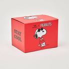 White ceramic mug with a red handle featuring a relaxed character in sunglasses and the phrase "Stay Cool" in bold lettering.