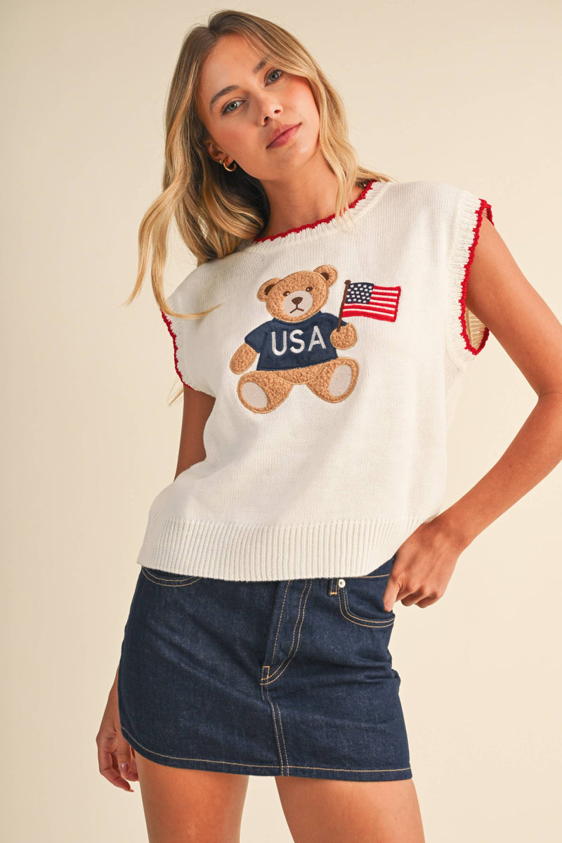 USA Teddy Bear Sweater Vest