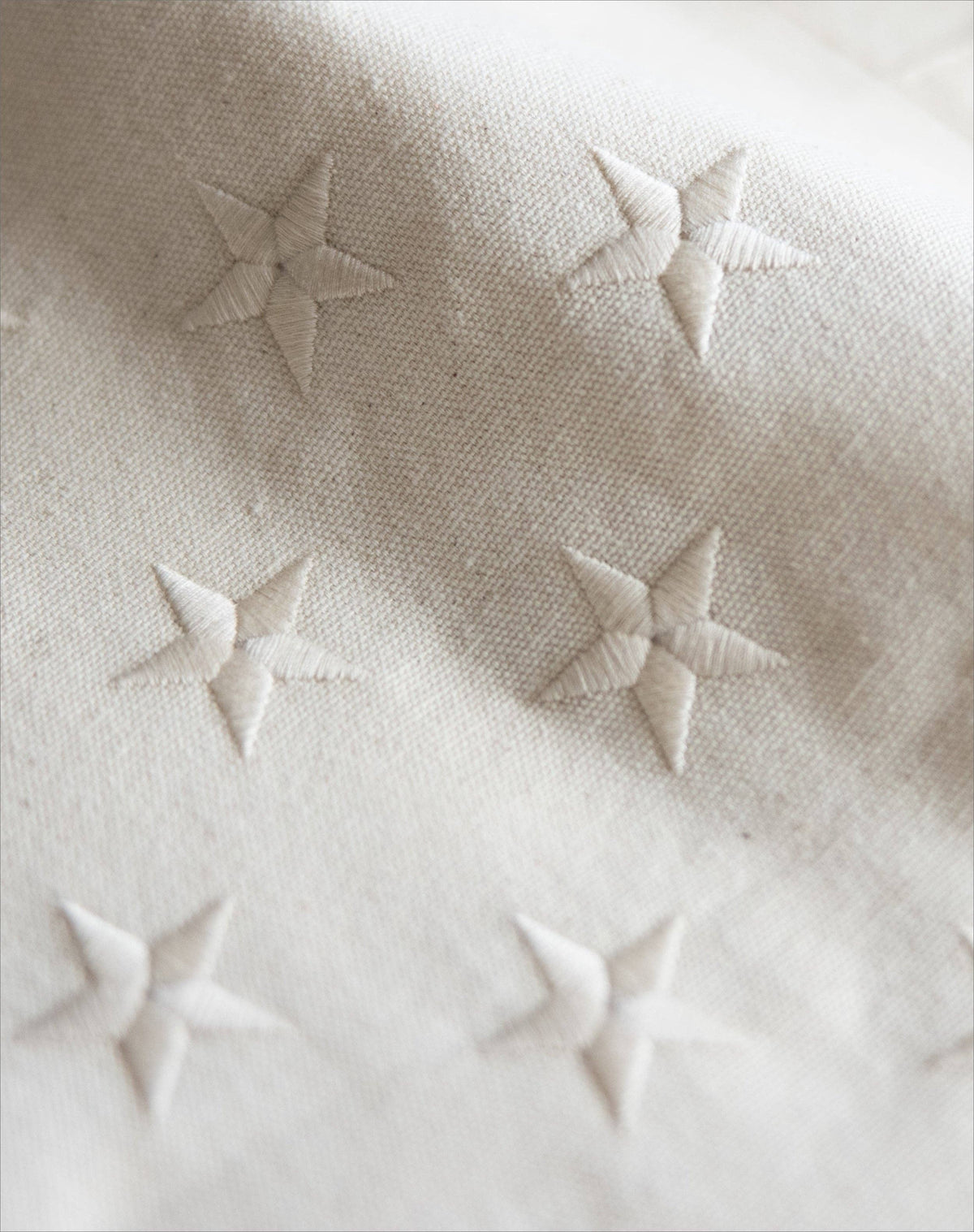 Close-up of textured fabric with star patterns