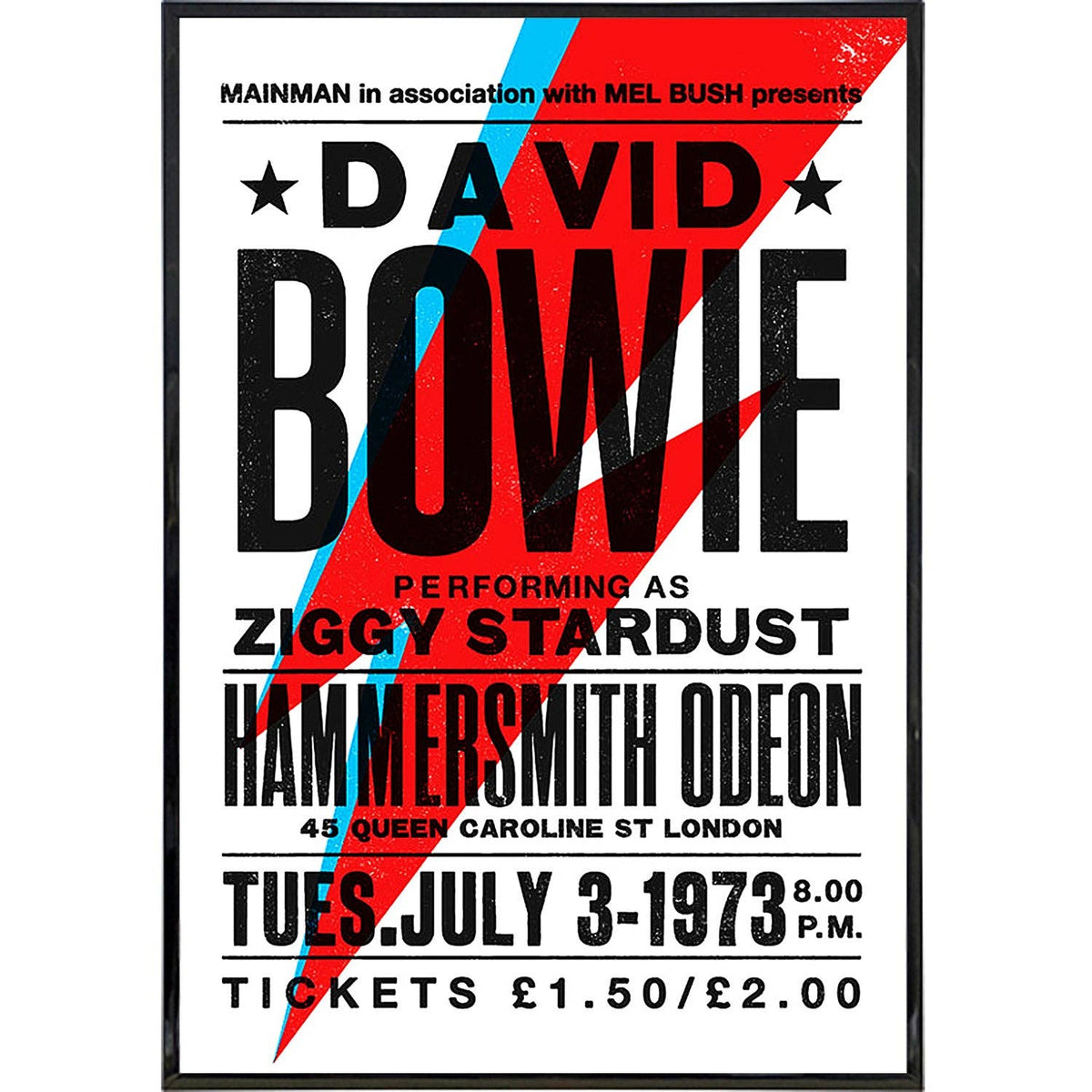 David Bowie 1972 Show Poster Print