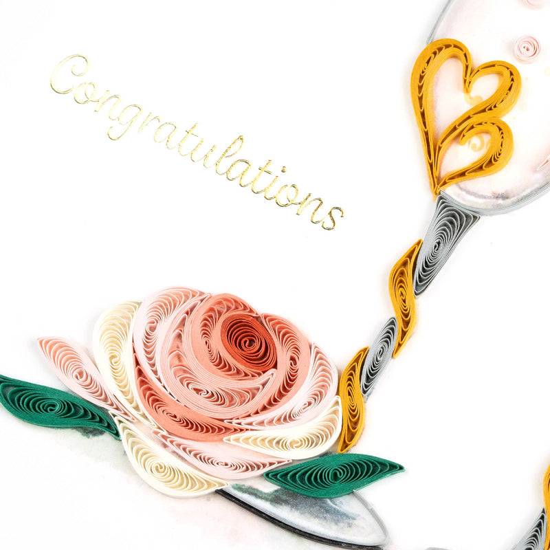 Quilled Wedding Toasting Flutes Card
