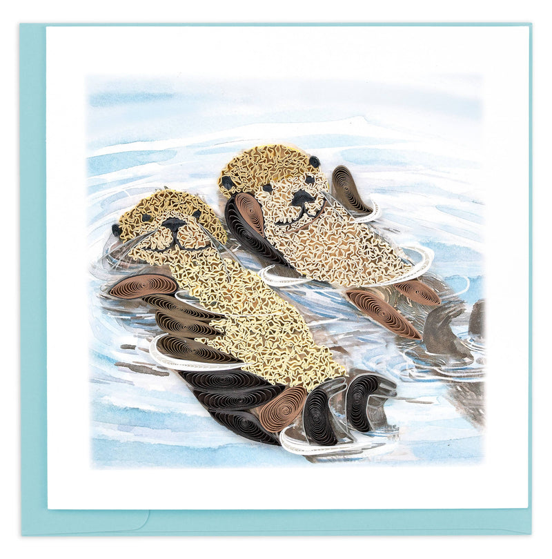 Quilled Hugging Otters Card