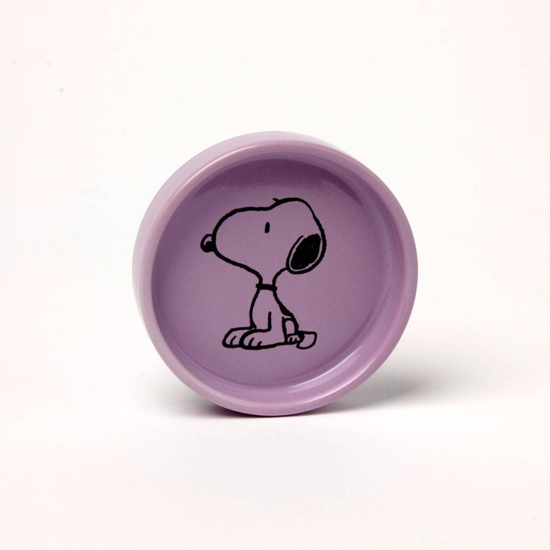 Lavender Snoopy pin dish with a sitting Snoopy illustration.