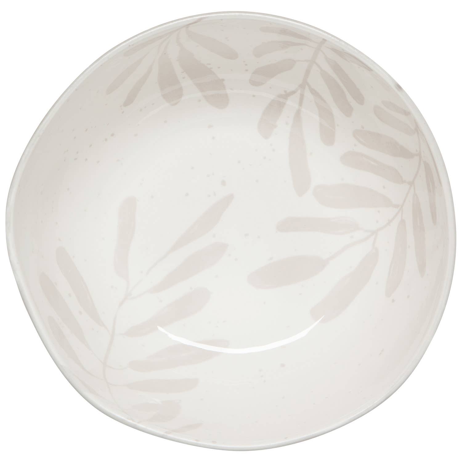 Grove Bowl - Large, 100% porcelain with flower design pattern and beige color.