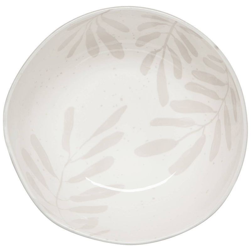 Grove Bowl - Large, 100% porcelain with flower design pattern and beige color.
