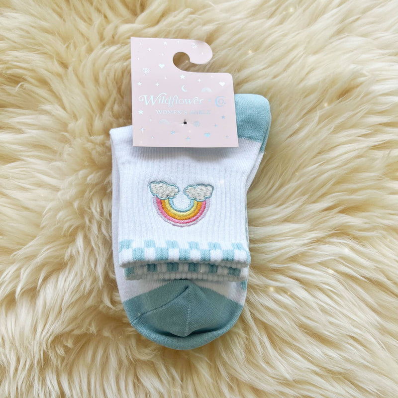 Rainbow Embroidered Socks