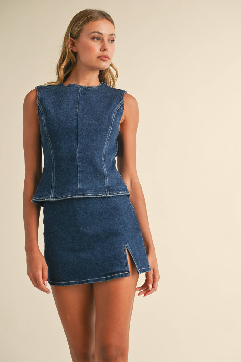 Bow-Back Denim Set