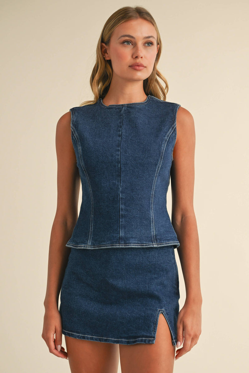 Bow-Back Denim Set