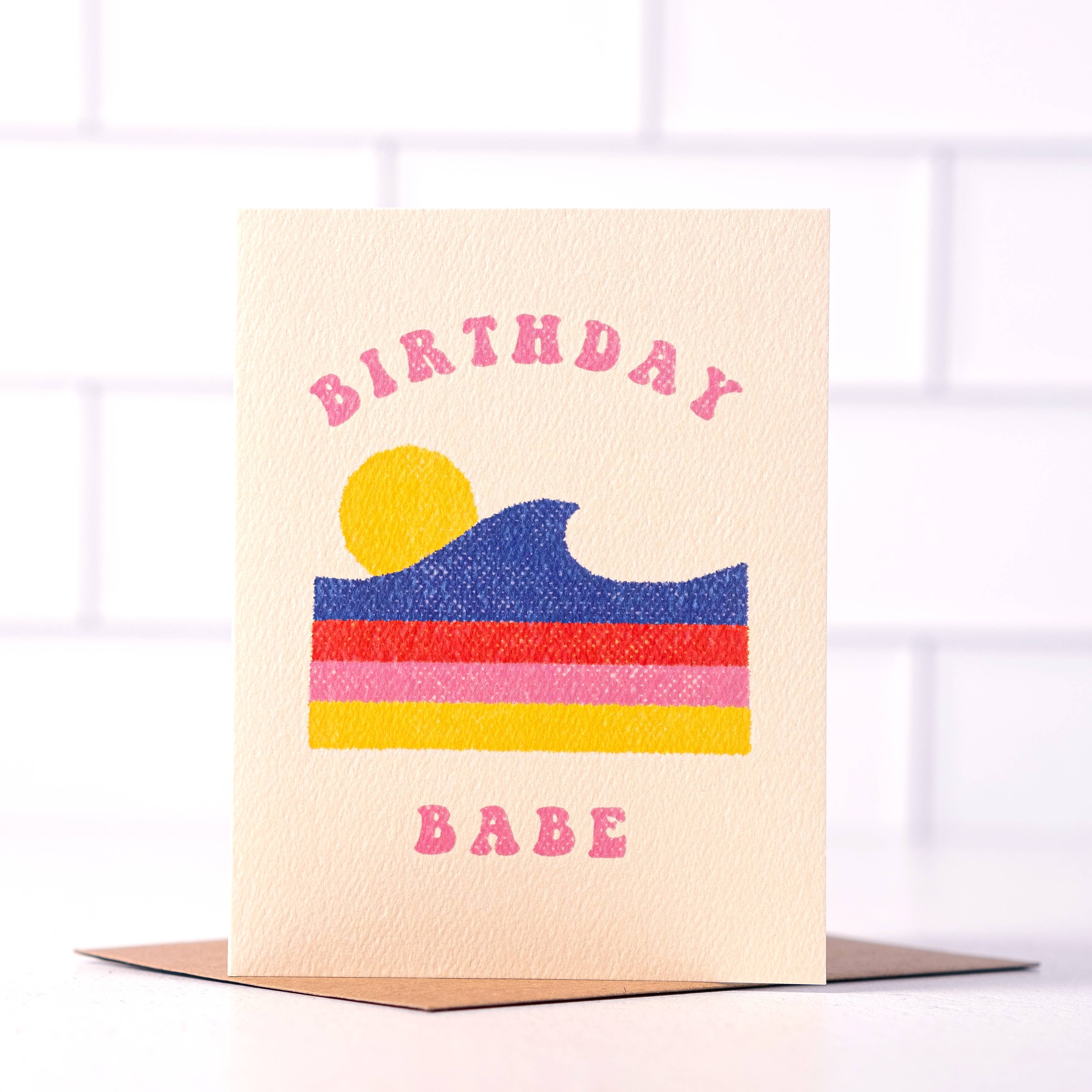 Birthday Babe Card - Colorful and celebratory birthday card design.