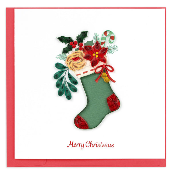 Quilled Christmas Stocking Bouquet Card