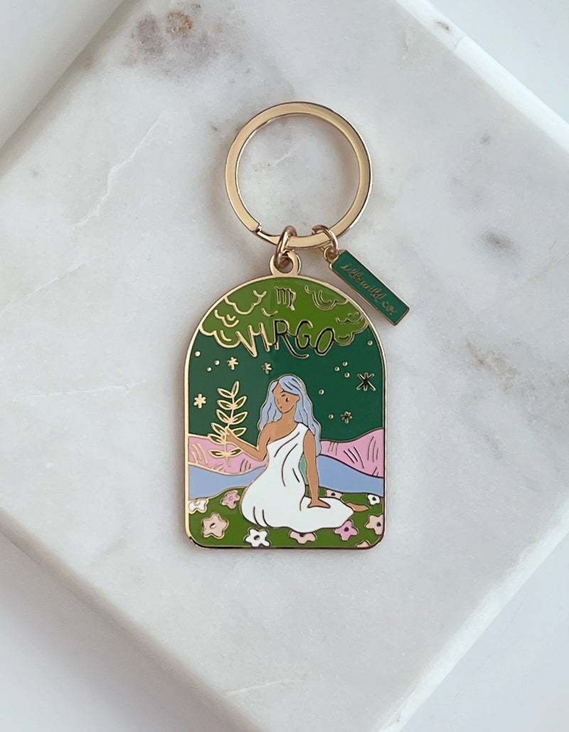 Virgo Keychain - Sleek and durable keychain featuring the Virgo zodiac symbol.