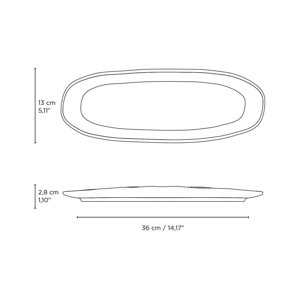 Shallow Oval Platter Large 14.17 x 5.12" Campestre