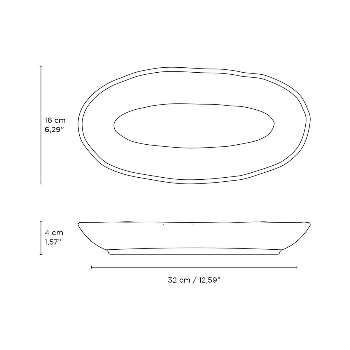 Deep Oval Platter Large Stoneware 12.6 x 6.3" Campestre