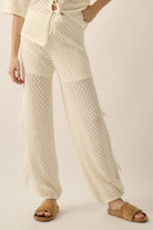 Pointelle Crochet-Knit Side-Tie Pants