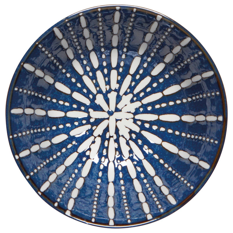 Pulse Stamped Bowl - Medium, porcelain with vibrant blue and white stamped design.