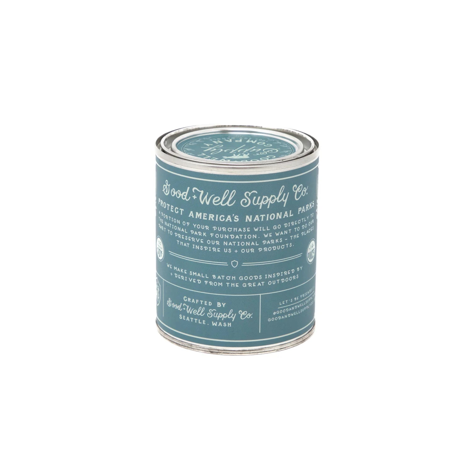 Handcrafted all-natural soy Glacier National Park Candle with the scent of fresh pine, cedarwood, and wild berries.