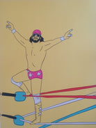 Macho Man Randy Savage Print - A bold tribute to the legendary WWE icon, capturing the charisma and intensity of Macho Man.