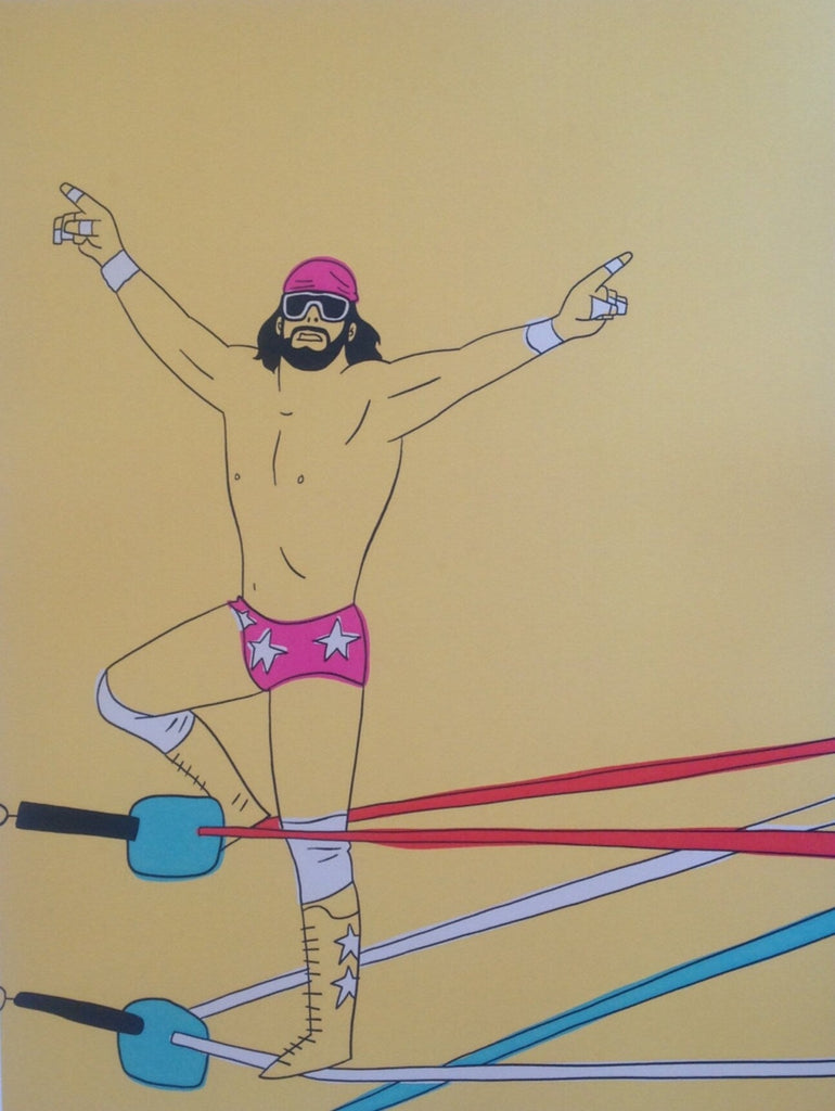 Macho Man Randy Savage Print - A bold tribute to the legendary WWE icon, capturing the charisma and intensity of Macho Man.