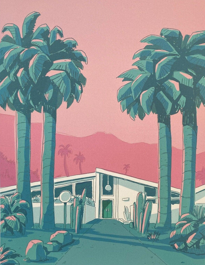 Palm Springs House Print - A stylish depiction of modern desert living, blending mid-century elegance with California cool.