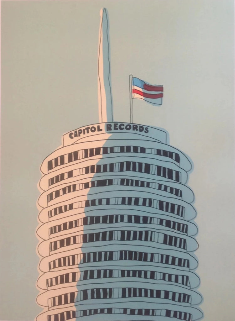 Capitol Records Print - A tribute to music history, showcasing the iconic Capitol Tower in a timeless and captivating print.