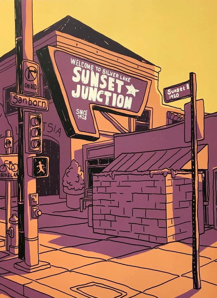 Sunset Junction Print - A vibrant representation of the eclectic charm and artistic spirit of the iconic Sunset Junction neighborhood.