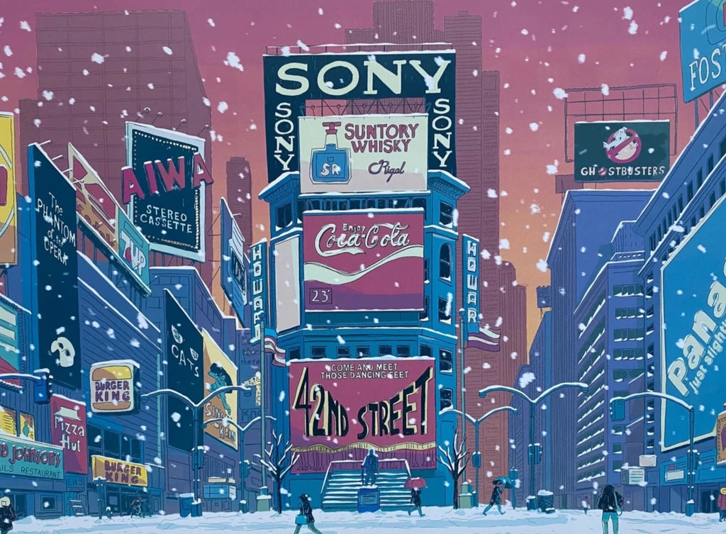 Times Square 80's Print - Nostalgic depiction of the iconic location, radiating vibrant energy from the 1980s.