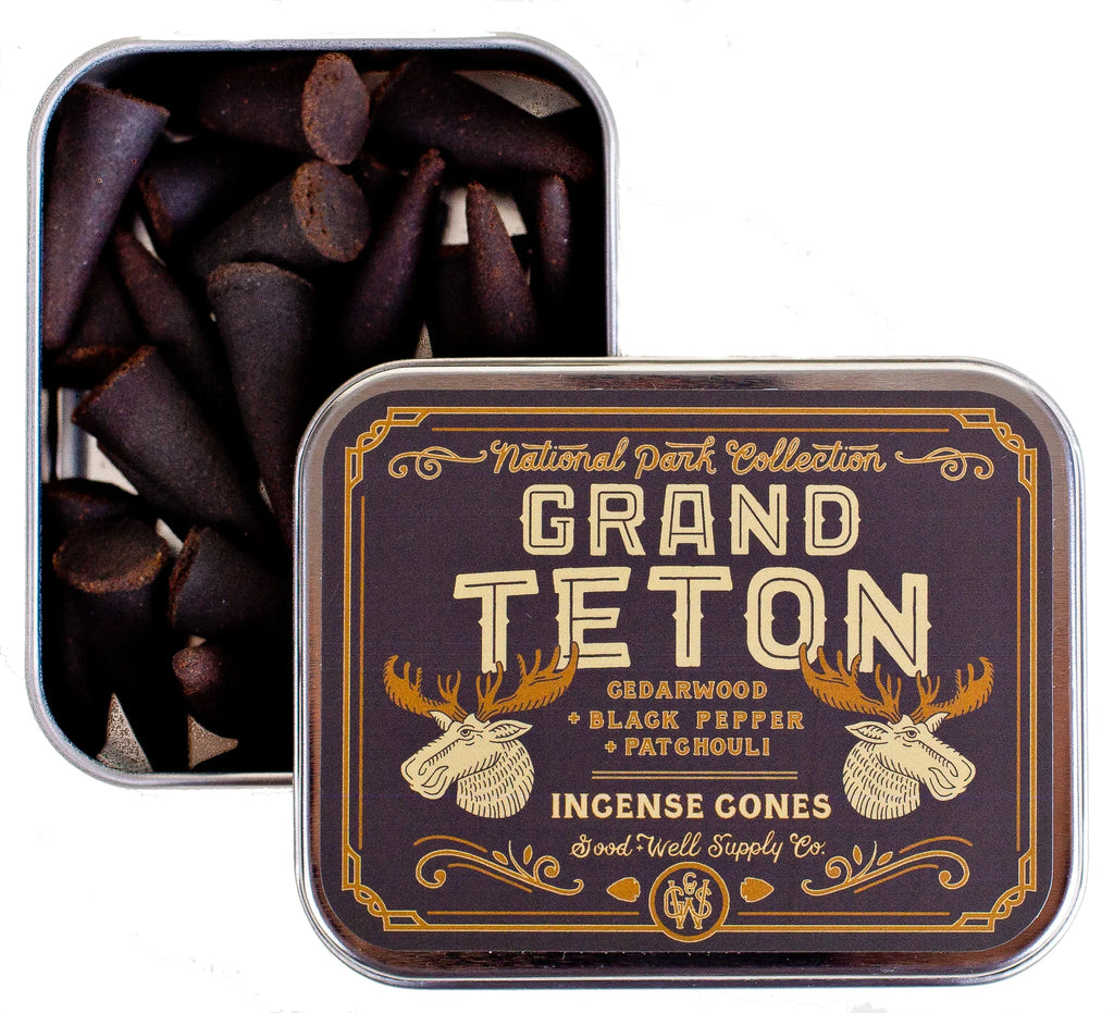 Handcrafted incense sticks with a unique blend of pine, cedar, and wildflowers evoking Grand Teton National Park.