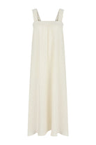 The Noa Straps Maxi Dress, made from 100% Turkish cotton, elegantly displayed, showcasing its delicate straps and flowing maxi length.