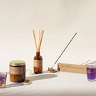 Ojai Lavender Soy Candle in recyclable packaging, emitting a calming lavender scent.