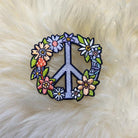 Floral Peace Sign Patch, showcasing a detailed peace symbol adorned with vibrant blossoms, symbolizing unity and nature's splendor.