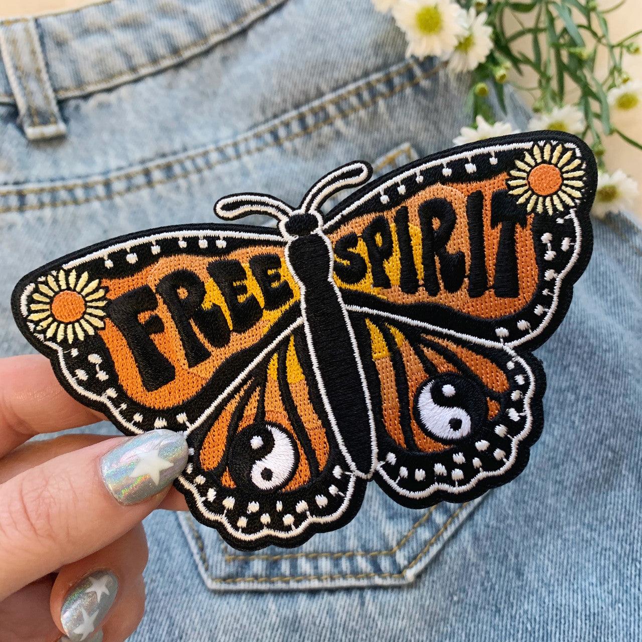Large Free Spirit Butterfly Patch, showcasing a beautifully detailed butterfly design, representing transformation and unrestrained freedom.